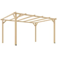 Outsunny 10' x 13' Wooden Pergola, Outdoor Pergola Gazebo Grape Trellis with Triangle Supports, Concrete Anchors, Nature Wood(m-9)