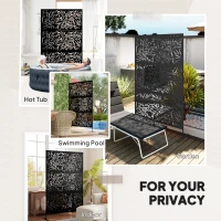 Outsunny Metal Outdoor Privacy Screen, Freestanding Outdoor Divider with Stand, Decorative Privacy Panel, 78" x 48", Black(m-6)