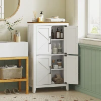 HOMCOM Farmhouse Bathroom Storage Cabinet, Bathroom Floor Cabinet with Barn Doors and Adjustable Shelves, White(m-1)