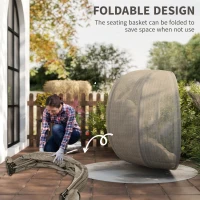 Outsunny Double Egg Chair with Stand, 2 Person Hanging Swing Egg Chair with Cushion, Pockets, Khaki(m-6)