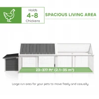PawHut 95"L Chicken Run Large Chicken Coop with Nesting Box Wooden Roof Side Door for Outdoor 4–8 Chickens(m-4)