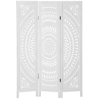 HOMCOM 3 Panel Room Divider, 5.6 Ft Tall Portable Folding Privacy Screen, Wood Partition Wall Divider for Home Office, White(m-9)