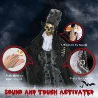 Outsunny 6FT Life Size Halloween Animatronics, Animated Grim Reaper Groom with Sound Motion Activated & Light Up Eyes(m-6)