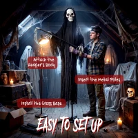 HOMCOM 6FT Life Size Halloween Animatronics, Animated Grim Reaper Halloween Decorations with Sound Touch Activated and LED Eyes(m-7)