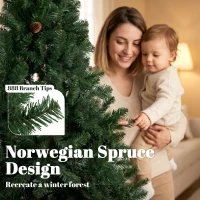 HOMCOM 6 ft Artificial Christmas Tree, Norway Spruce Tree, Hinged Xmas Tree with Metal Stand(m-5)