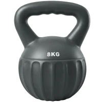 Soozier Kettlebell, 18 lbs Kettle Bell with Non-Slip Handle for Home Gym, Weight Lifting and Strength Training, Grey(m-13)