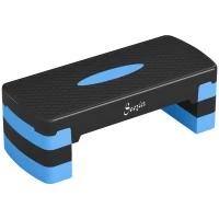 Soozier Aerobic Exercise Step Platform, 4"/6"/8" Adjustable Aerobic Stepper with Risers, Workout Stepper for Home Gym, Blue(m-13)