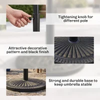 Outsunny 31 lbs Resin Round Market Umbrella Base Holder 19" Decorative Parasol Stand for Patio, Outdoor, Backyard, Bronze(m-5)
