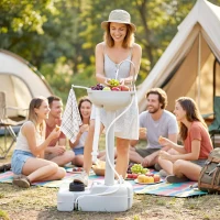 kleankin Portable Camping Sink Hand Wash Station with 17L Water Tank, Soap Dispenser and Towel Holder, for Outdoor Events(m-8)