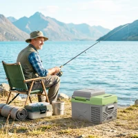 Outsunny 12 Volt Car Refrigerator, 12QT Car Fridge Electric Cooler, 12/24V DC and 110-240V AC, -4℉~68℉, Portable Refrigerator(m-8)