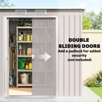 Outsunny 7' x 4' Galvanised Steel Garden Shed, with Foundation Kit - Grey(m-5)