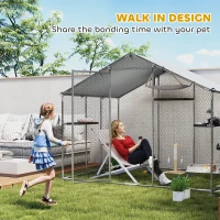 PawHut Large Catio Outdoor Cat Enclosure with Waterproof Cover, Walk-in Cat Patio w/ 5 Adjustable Platforms & Hammock 94.5" L(m-4)