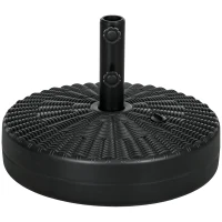 Outsunny Umbrella Base, Heavy Duty Fillable Base Holder with Steel Pole, Round Parasol Stand for Patio, Outdoor, Backyard, Black(m-9)