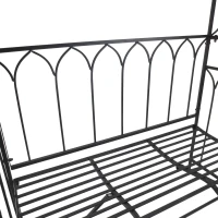 Outsunny 80" Tall Fairy Garden Arbor Arch with Bench Metal Outdoor Plant Climbing Support Trellis with 2 Seater Bench for Rose Vines Black(m-9)