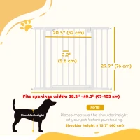 PawHut Baby Gate, Pet Safety Gate Pressure Fit, Wide with Two-Way Open, Auto-Close for Stair, Doorways, Hallways, 30"H, White(m-3)