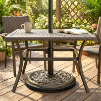 Outsunny 20 lbs Resin Round Patio Umbrella Base 18" Outdoor Decorative Cast Stone Parasol Stand Market Garden Umbrella Holder, Bronze(m-10)