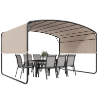Outsunny 10' x 13' Retractable Pergola Canopy, Outdoor Metal Pergola Gazebo Sun Shade Shelter with Steel Frame, Khaki(m-9)