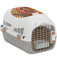 PawHut Hard-Sided Travel Pet Carrier, Plastic Dog and Cat Kennel for Small Dogs and Cats, Portable Crate with Steel Wire Door(m-2)