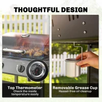 Outsunny 2 Burner Propane Gas Grill, 18000 BTU BBQ Grill with Wheels, Warming Rack, Shelf, Thermometer, Grease Cup, Black(m-7)