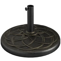 Outsunny 42 lbs Resin Round Market Umbrella Base Holder 22" Decorative Parasol Stand for Patio, Outdoor, Backyard, Bronze(m-2)