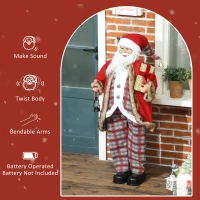 HOMCOM Life Size Singing and Dancing Santa Claus, Standing Animated Santa Claus with Posable Arms, Lantern, Sound Activated(m-6)