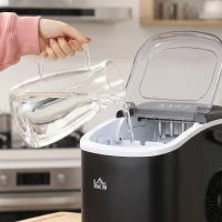HOMCOM Portable Ice Maker Countertop with Handle, Self Cleaning Ice Maker Machine with Scoop and Basket, 26lbs/24Hrs, Black(m-12)