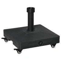 Outsunny HDPE Square Parasol Base, Portable Umbrella Stand Weights for Cantilever Banana Parasol with Wheels, 35lbs with Water or 40lbs with Sand, for Φ0.75" to Φ1.5" Pole, Black(m-2)