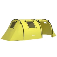 Outsunny 3-4 Person Camping Tent with 2 Rooms, 3000mm Waterproof Portable Family Tent with Carry Bag, Yellow(m-13)