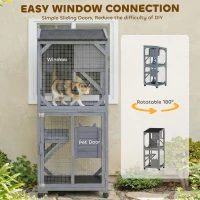 PawHut Movable Catio Outdoor Cat Enclosure with Resting Box, 3 Jumping Platforms, Waterproof Asphalt Roof for Outdoor Indoor(m-6)