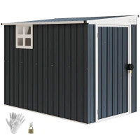 Outsunny 4' x 8' Outdoor Storage Shed, Metal Garden Shed with Window, 2 Vents and Lockable Door for Backyard, Garden, Patio(m-13)