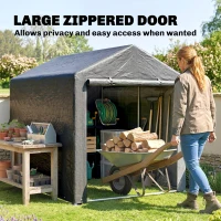 Outsunny Portable Bicycle Shed with Galvanised Steel Frame and Large Door, Waterproof Outdoor Shed for Garden Tools, Dark Grey(m-6)