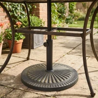 Outsunny 31 lbs Resin Round Market Umbrella Base Holder 19" Decorative Parasol Stand for Patio, Outdoor, Backyard, Bronze(m-1)