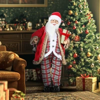 HOMCOM Life Size Singing and Dancing Santa Claus, Standing Animated Santa Claus with Posable Arms, Lantern, Sound Activated(m-8)