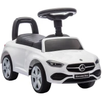 Qaba Mercedes-Benz C-Class Licensed Kids Ride On Car, Foot-to-Floor Toy with Anti-Tip Design, Horn & Start Sound, White(m-11)