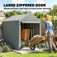 Outsunny 4 x 6ft Outdoor Storage Shed Tent, Portable Shed with Roll-up Door for Motorcycle, Bike, Garden Tools(m-6)