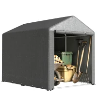 Outsunny Portable Bicycle Shed with Galvanised Steel Frame and Large Door, Waterproof Outdoor Shed for Garden Tools, Dark Grey(m-12)