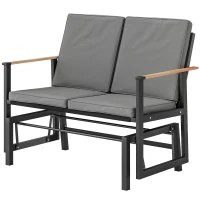 Outsunny Outdoor Glider Bench for 2 Person, Patio Glider Loveseat with Thick Cushions for Garden Balcony Porch, Dark Grey(m-2)