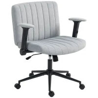 HOMCOM Criss Cross Chair with Flip-up Armrests, Wheels, Wide Office Chair with Adjustable Height, Tilting, Grey(m-2)