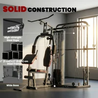 Soozier Home Multi Gym Smith Machine with 143LBS Weight Stack, Cable Pulley System, Chest Station, Preacher Pad, Leg Developer(m-6)
