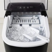 HOMCOM Portable Ice Maker Countertop with Handle, Self Cleaning Ice Maker Machine with Scoop and Basket, 26lbs/24Hrs, Black(m-9)