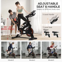Soozier Adjustable Upright Stationary Exercise Bike w/ LCD Display, Indoor Cycling Bike for Home w/ Adjustable Resistance, Red(m-5)