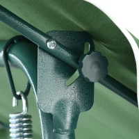 Outsunny Outdoor Porch Swing with Adjustable Canopy, 3-Seater Patio Swing Chair with Cushion, Green(m-9)