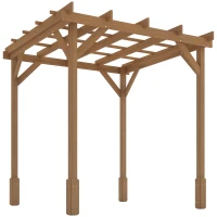 Outsunny 6.6' x 6.6' Wood Pergola, Outdoor Gazebo Grape Trellis with Stable Structure for Climbing Plant Support, Dark Brown(m-9)