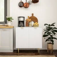 HOMCOM Modern Kitchen Storage Cabinet, Sideboard Buffet Cabinet with Adjustable Shelves and Metal Legs for Kitchen, White(m-1)