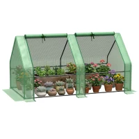 Outsunny 6' x 3' x 3' Portable Tunnel Greenhouse Outdoor Garden Mini with Large Zipper Doors & Water/UV PE Cover Green(m-2)