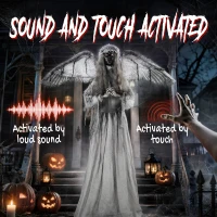 HOMCOM Halloween Animated Standing Crying Angel Decoration with Sound and Touch Activated(m-5)