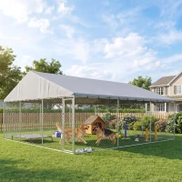 PawHut Galvanized Steel Outdoor Dog Kennel with Roof, Safety Locks, for Backyard, 19.7' x 14.8' x 7.9'(m-1)