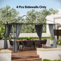 Outsunny Gazebo Curtains, 10' x 12' Universal Replacement Privacy Curtain, 4-Panels Sidewall with Hooks/C-Rings, Dark Grey(m-1)