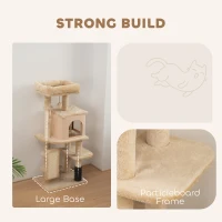 PawHut 41 Inch Cat Tree with Scratching Posts, Cat Bed, Condo, Grooming Brush, Jumping Platforms, Toy Balls, Anti-tip Kit(m-6)