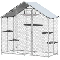 PawHut Large Catio Outdoor Cat Enclosure with Waterproof Cover, Walk-in Cat Patio w/ 5 Adjustable Platforms & Hammock 79" W(m-2)